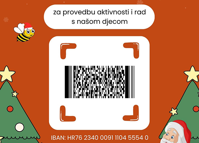 Bar kod za brzu uplatu donacije Pčelicama                                                                                                                                                                                                                 